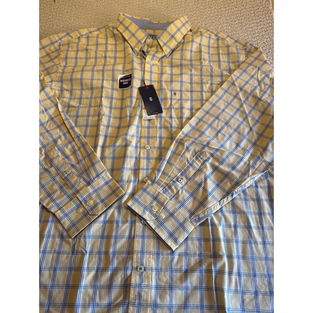 IZOD Golden Cream Yellow Plaid Advantage Wrinkle Free Shirt 3XLT Big & Tall New
